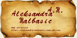 Aleksandra Malbašić vizit kartica